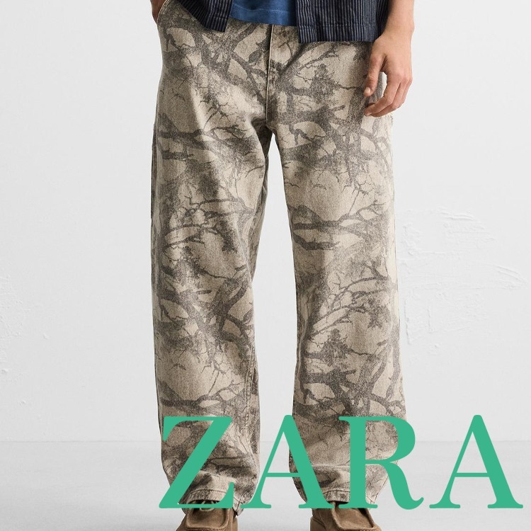 【ZARA】アブストラクトプリントカーペンターパンツ5862/460/707