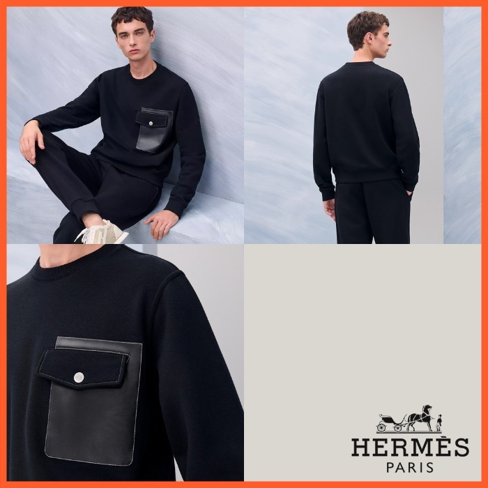 【快適な着心地】HERMES 上品 スウェット 上質 クルーネック