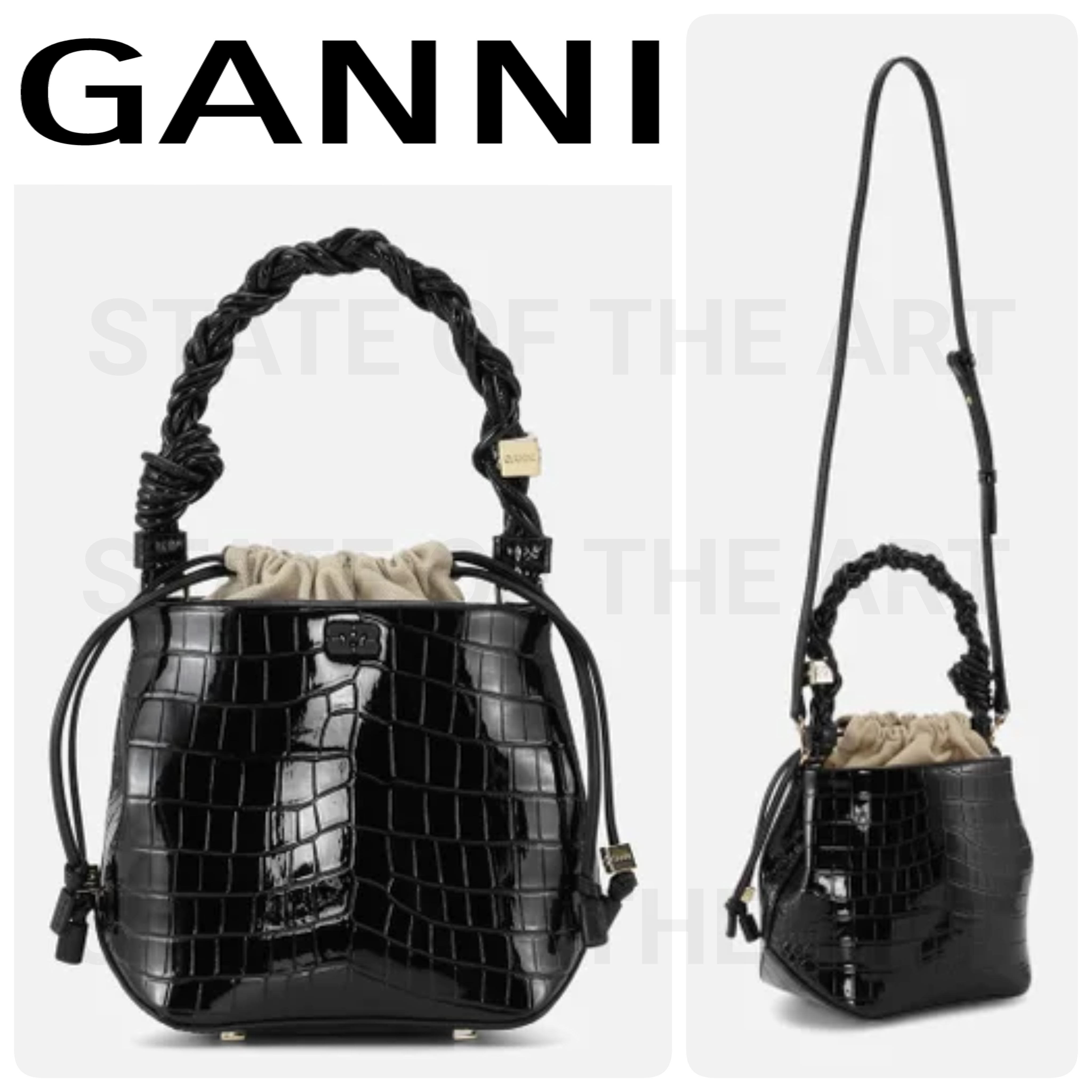 【GANNI】Bou クロコ型 バケットバッグ