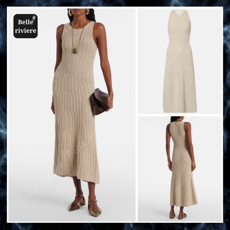 24AW new/Max Mara ウッチオリネン＆コットンマキシドレス Dress