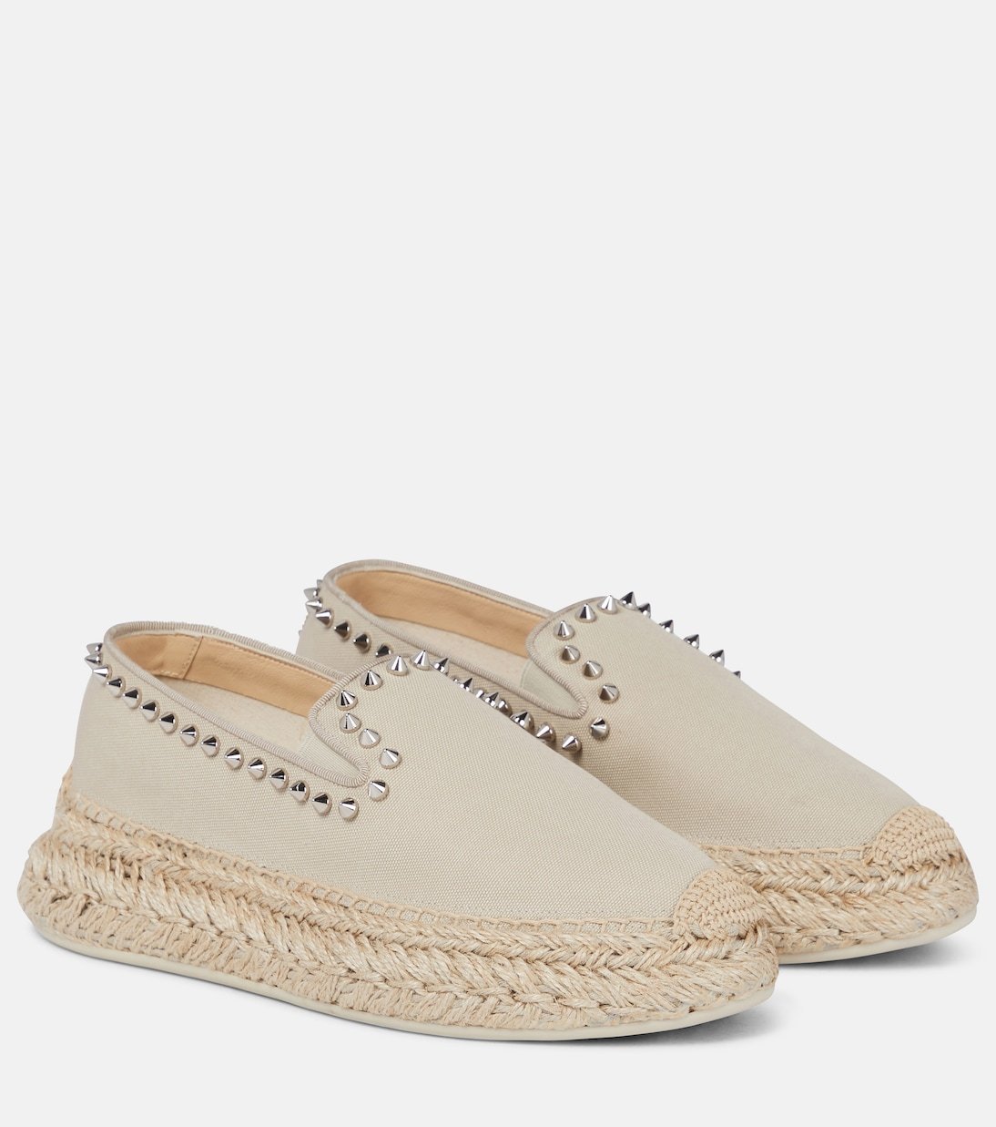 【Christian Louboutin】 Espaboat studdedキャンバスエスパドリ