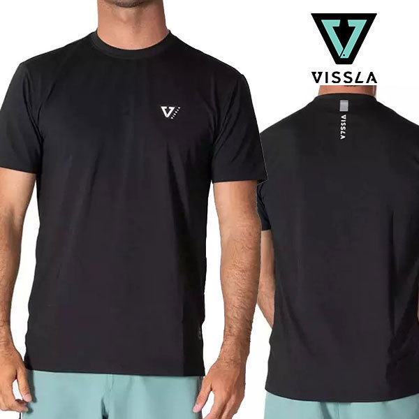 VISSLA☆TWISTED ECO SS LYCRA-BLK プリント 半袖 Tシャツ