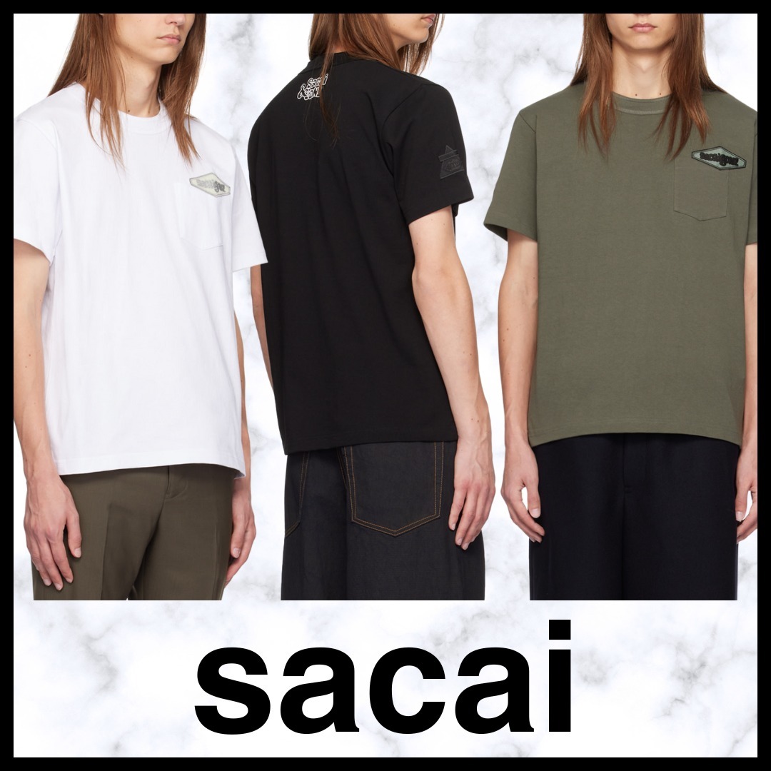 送料関税込♦sacai x Gonzコラボ パッチ コットンTシャツ