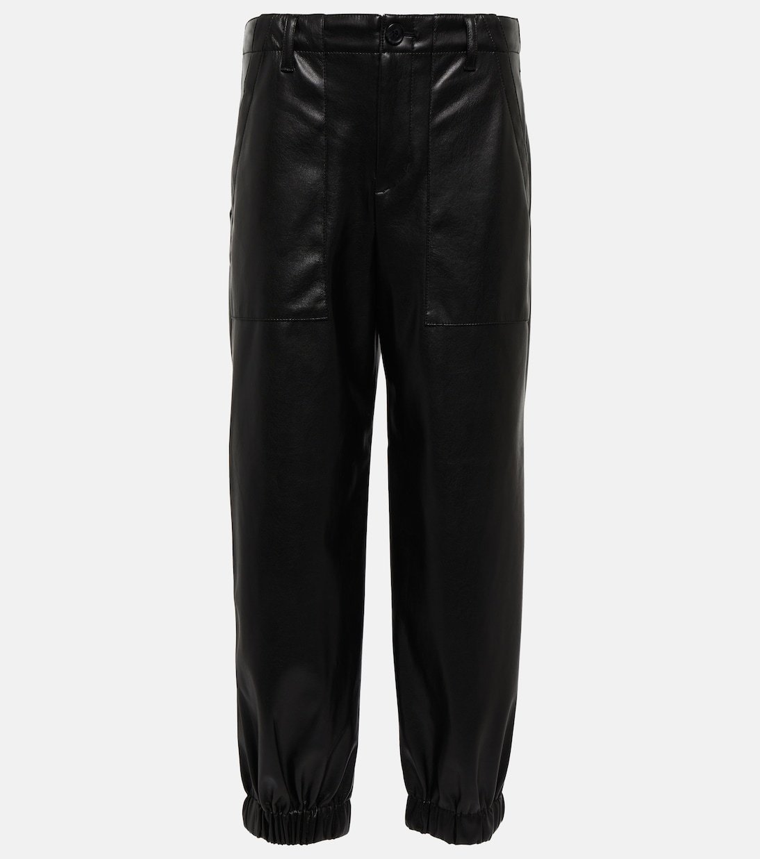 【Velvet】 Mid-rise tapered fauxレザーパンツ