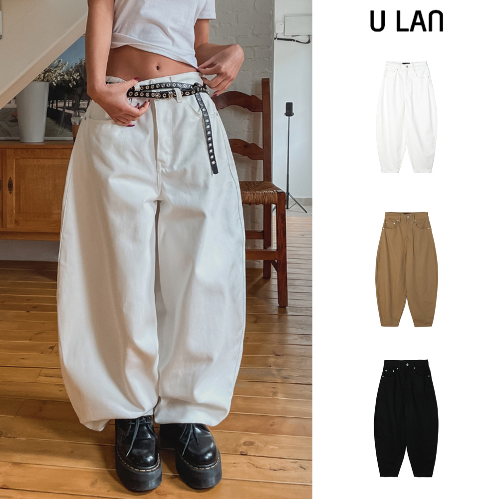 【U LAN】Clear Balloon Wide Cotton Pants