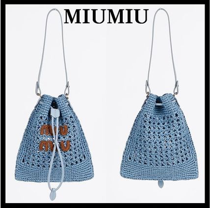 MiuMiu カゴバッグ 水色 ブルー miumiu ミュウミュウ かごバッグ - メルカリ