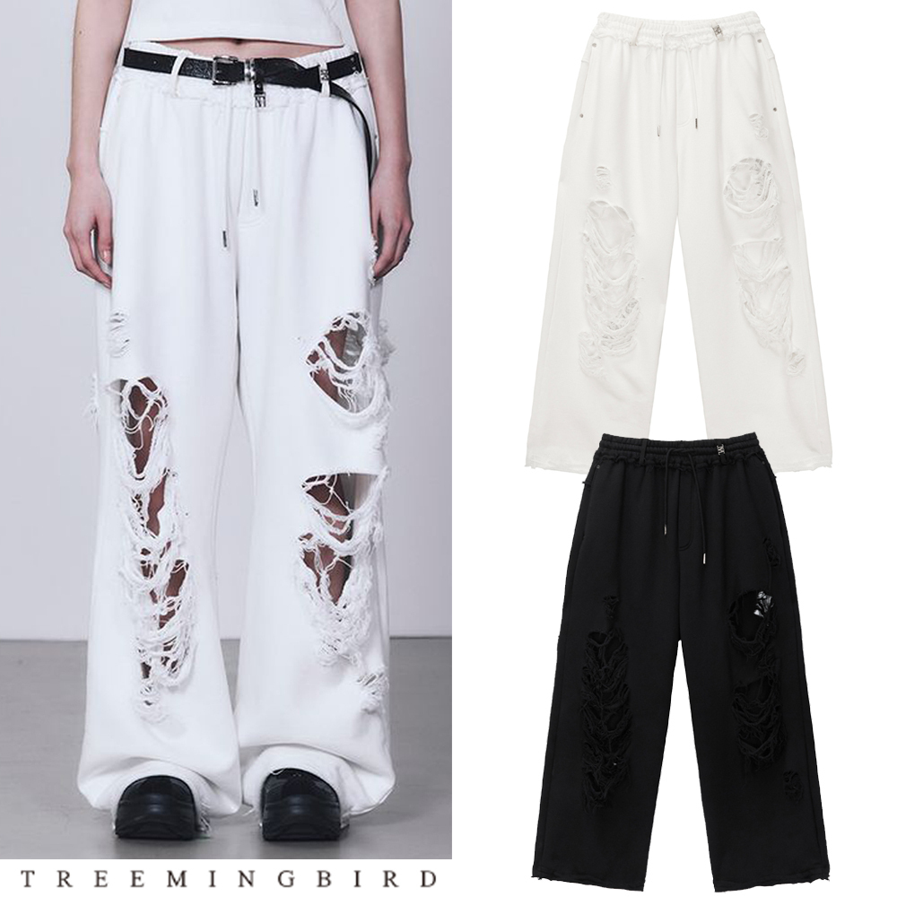 無料配送 ◆ TREEMINGBIRD ◆ Scratch Damage Wide Sweat Pants