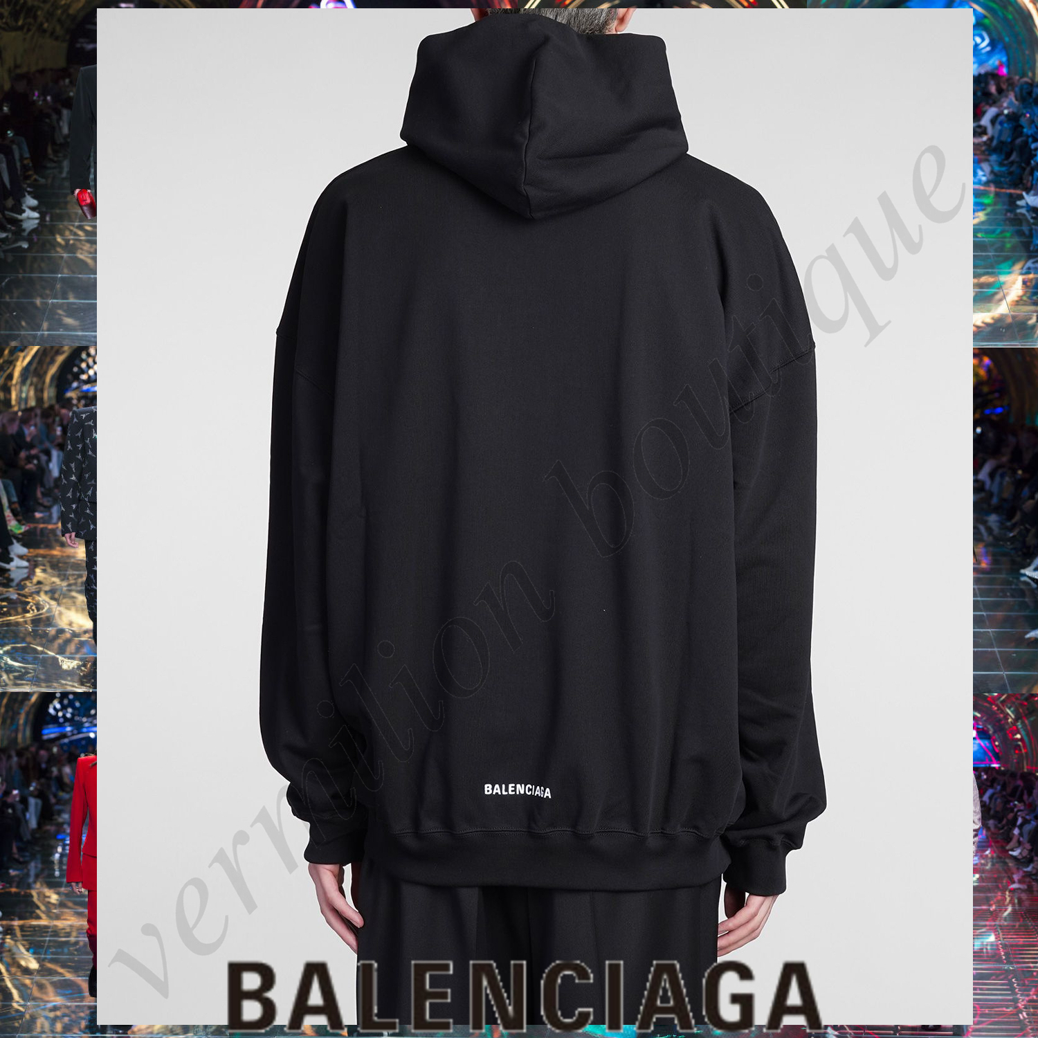 BALENCIAGA バックロゴ フーディ パーカー ブラック