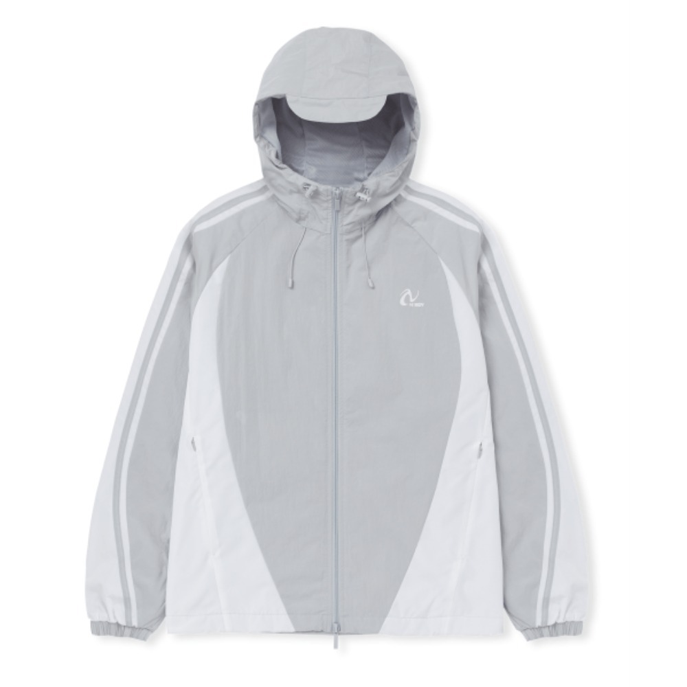 ☆NERDY☆ Curved Block Windbreaker Light Grey