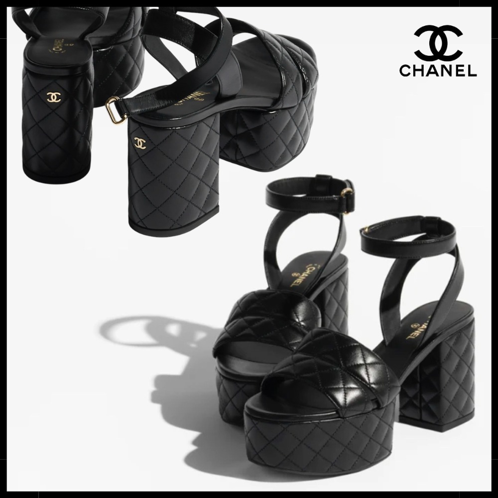 【スタイルアップが叶う♪】CHANEL サンダル 太ヒール 厚底