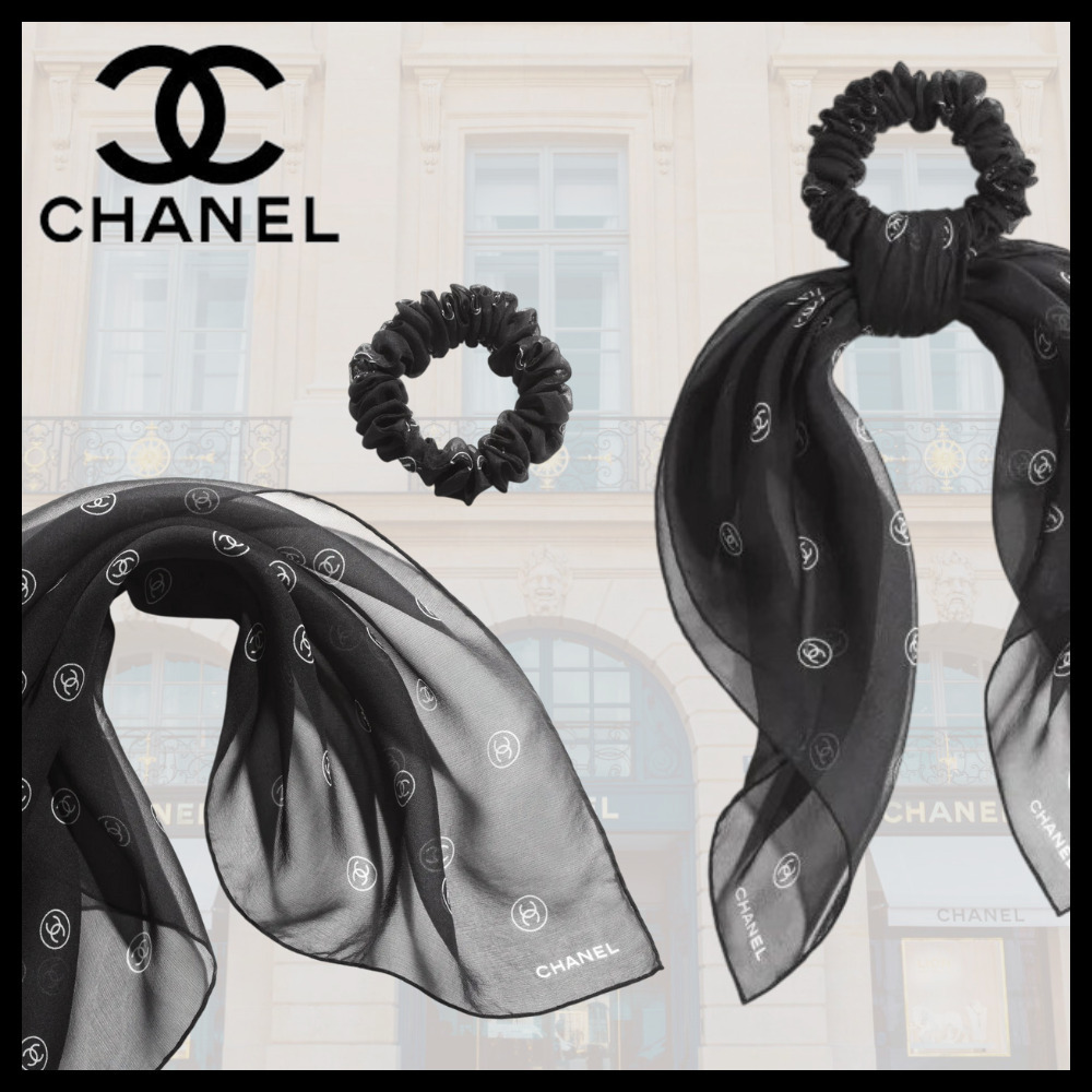 【シックなデザイン】CHANEL ヘアアクセサリー シルクシフォン