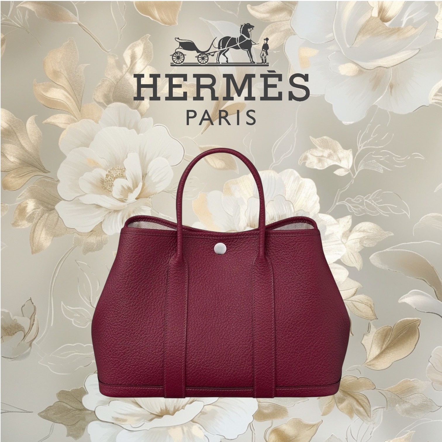 HERMES エルメス ガーデンパーティ PM 36 キャンバス ボルドー
