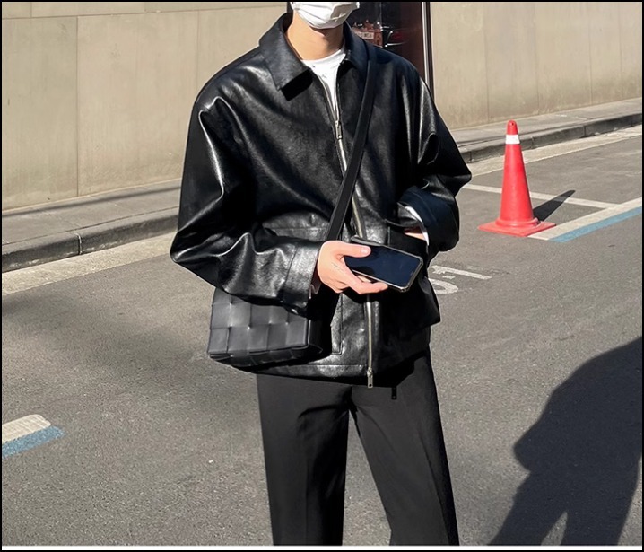 韓国ファッション PUレザー ジャケット トレンド カジュアル