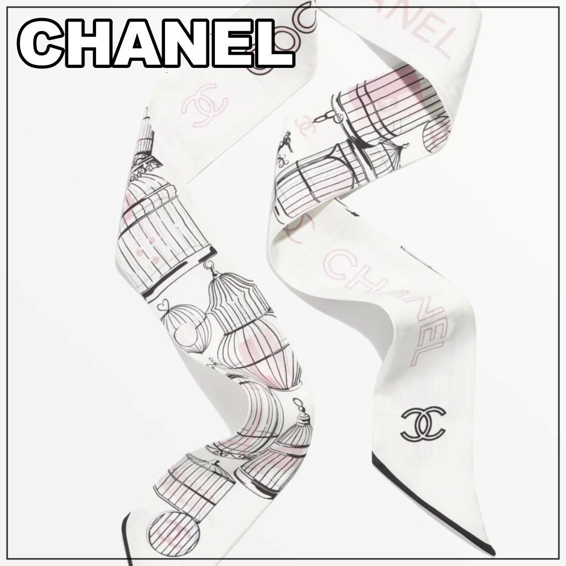 CHANEL 25S《鳥かごモチーフ♪》ツイリー ヘアバンド WH