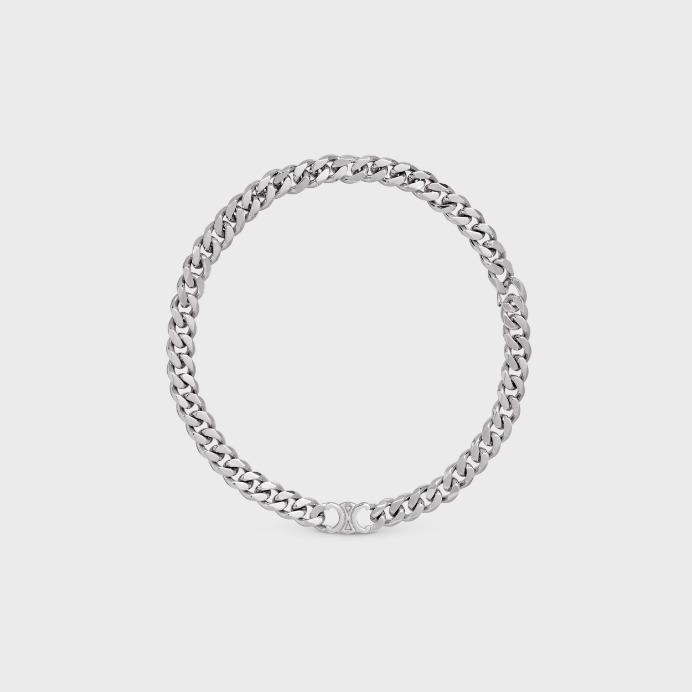 ネックレス・チョーカー TRIOMPHE GOURMETTE NECKLACE IN BRASS WITH RHODIUM FINISH