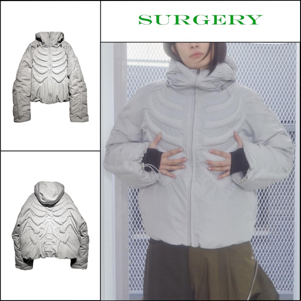 【SURGERY】ボーンエンボッシングパファー ライトグレー