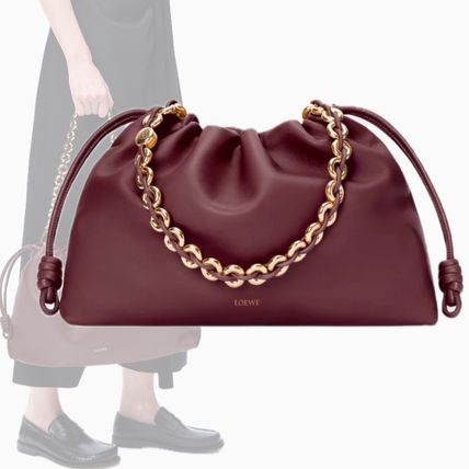 25SS 可愛いチェーン 2way【LOEWE】ola ハンドバッグ ミディアム オラ バッグ ミディアム（ラフィア&カーフ） ベージュ - LOEWE