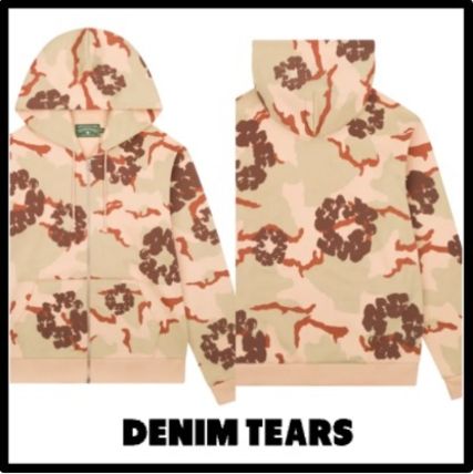 Denim Tears★花柄 迷彩 ジップアップパーカー Tan 送関込 花柄 Denim Tears(デニムティアーズ) パーカー・フーディ(メンズ