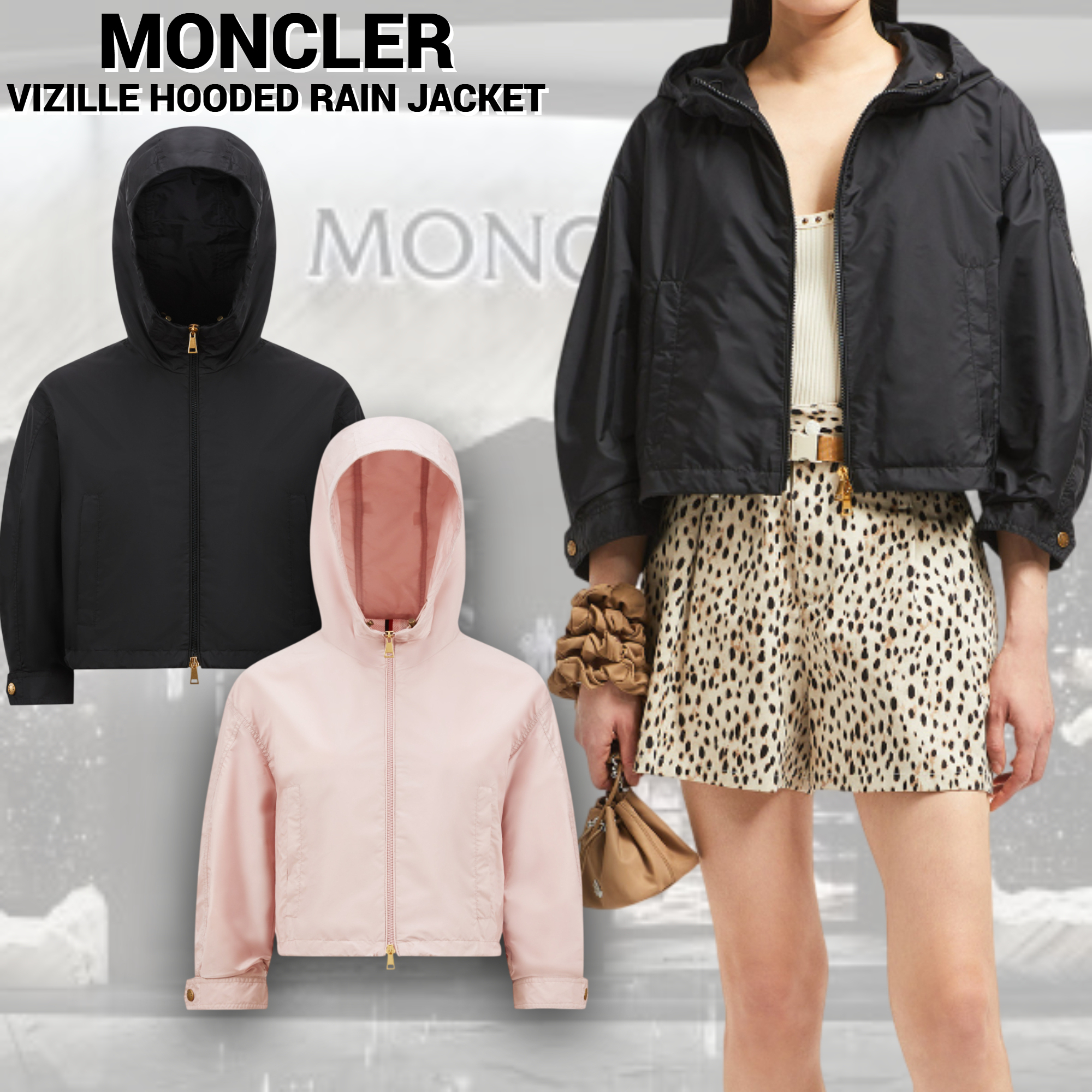 【MONCLER】VIZILLE クロップド レインジャケット 七分袖