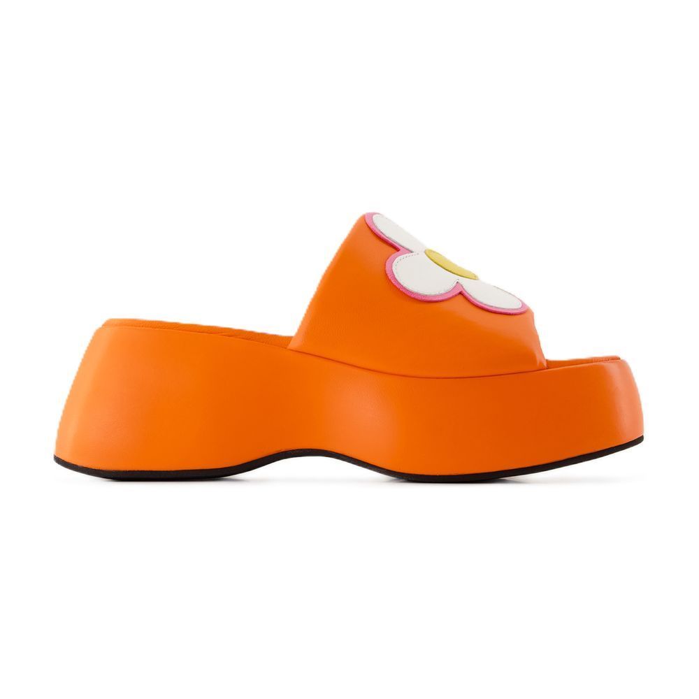 サンダル・ミュール Flower Sandals - Carel - Leather - Orange