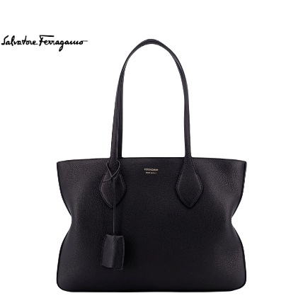 Ferragamo フェラガモ トートバッグ ロゴ レザー ブラック