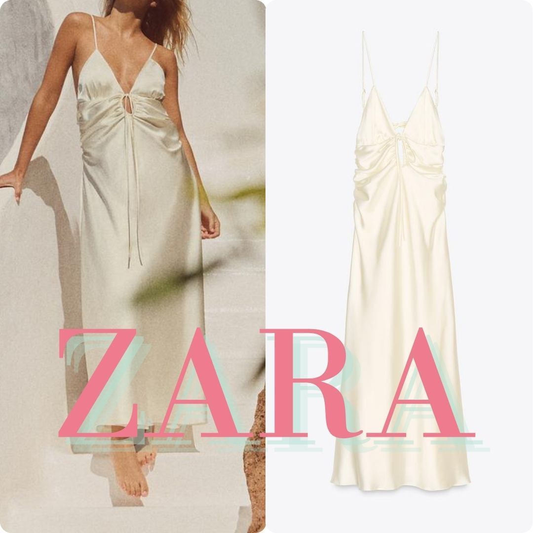 ZARA カットアウトディテール サテン ワンピース 2453/331