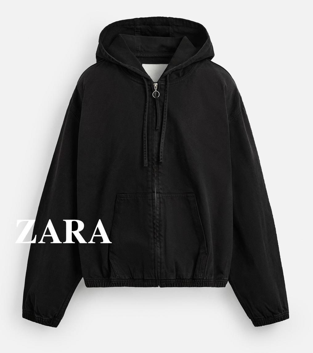 ★ドイツ発*ZARA*新作*ZIPデニムフーディ/BLACK★