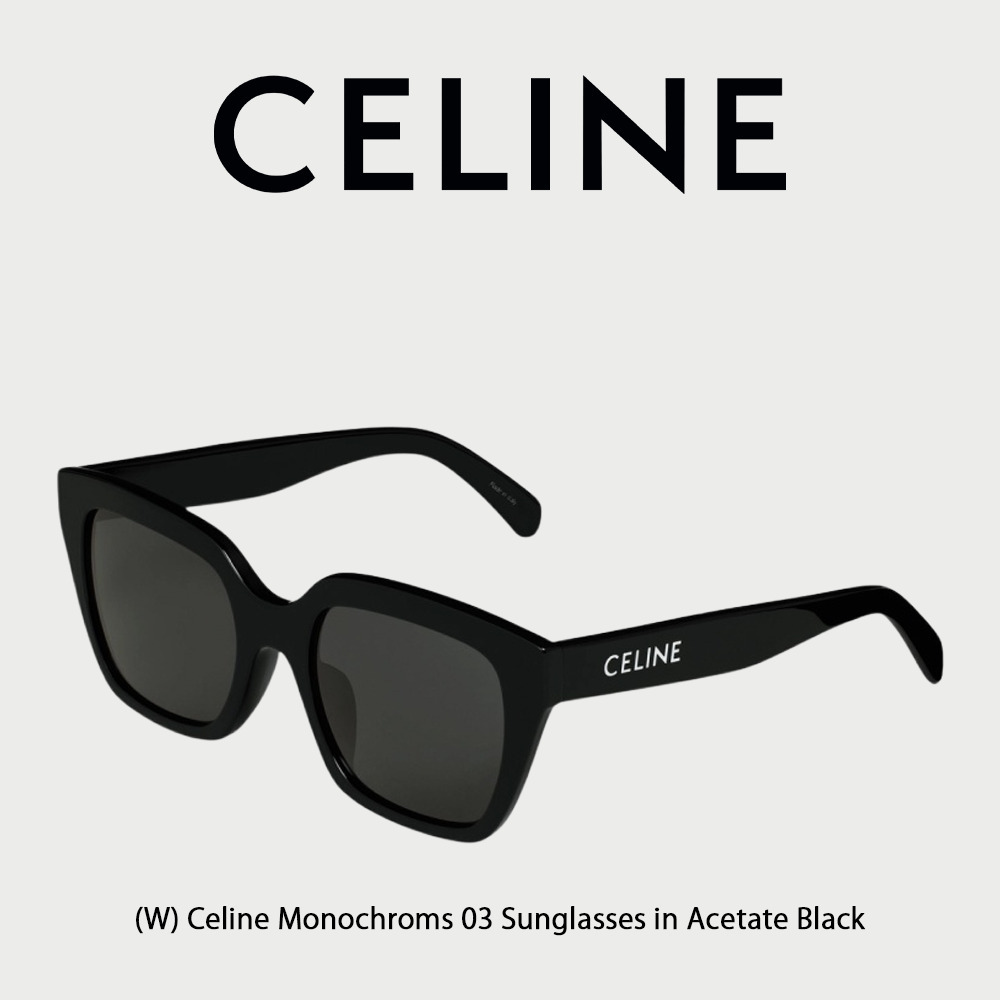 【Celine】 (W) Monochroms 03 Sunglasses in Acetate Black