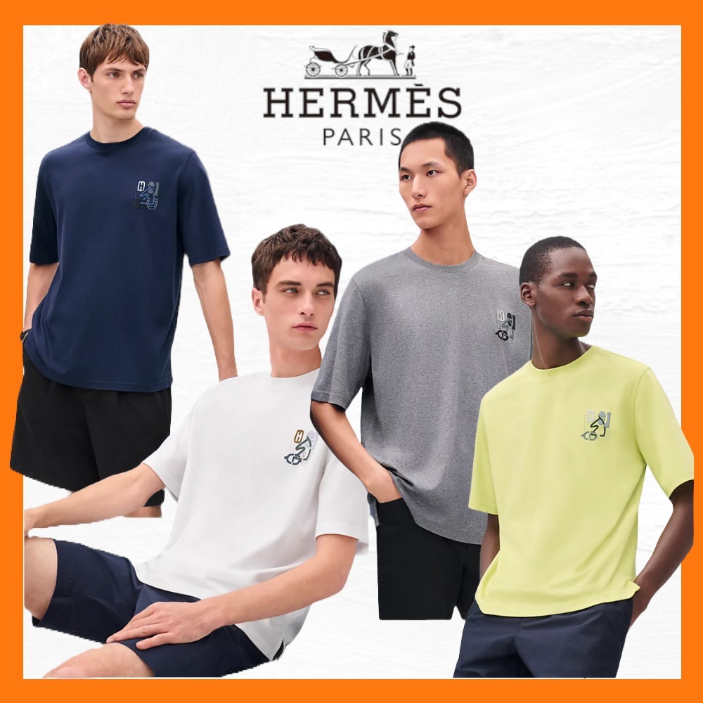 洗練の彩り HERMES T-shirt mini patch cuir H Puzzle Tシャツ
