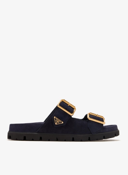 Prada スエード レザーミュール | ニュートラル | FARFETCH JP