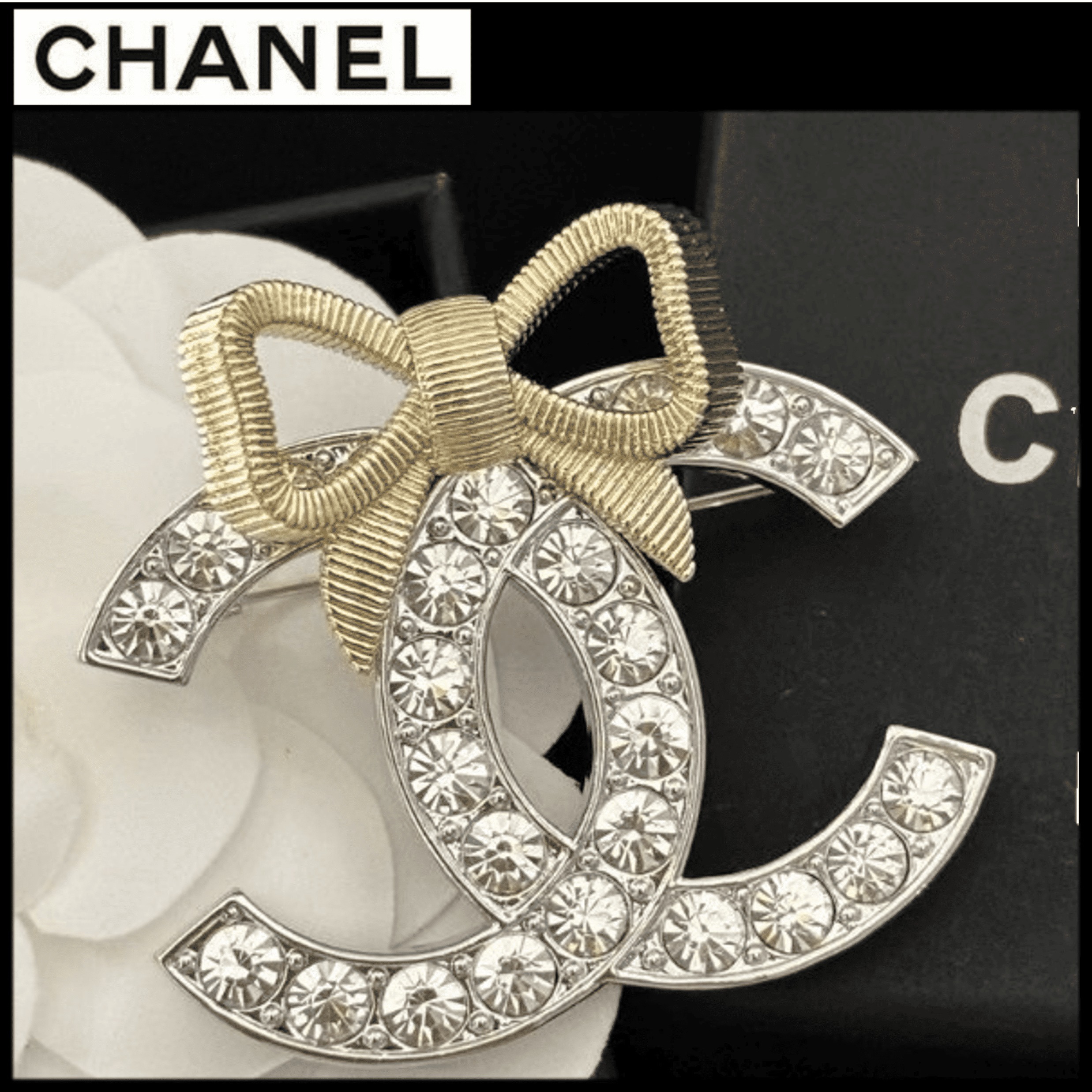 リボンモチーフが可愛い【CHANEL】ブローチ リボン