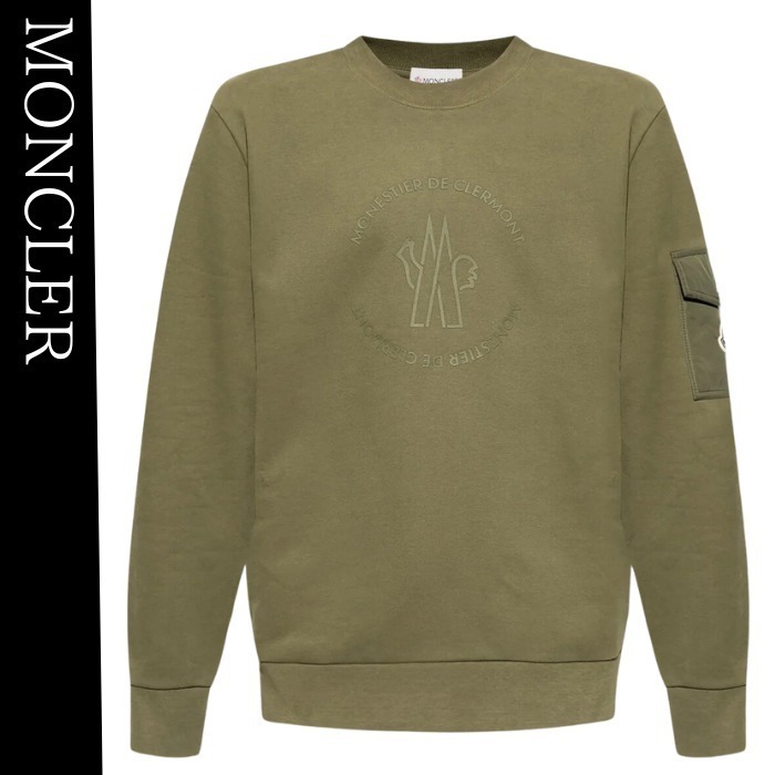 【MONCLER】スウェットシャツ コットン長袖 ロゴ クルーネック MONCLER】スウェットシャツ コットン ロゴ 長袖 クルーネック