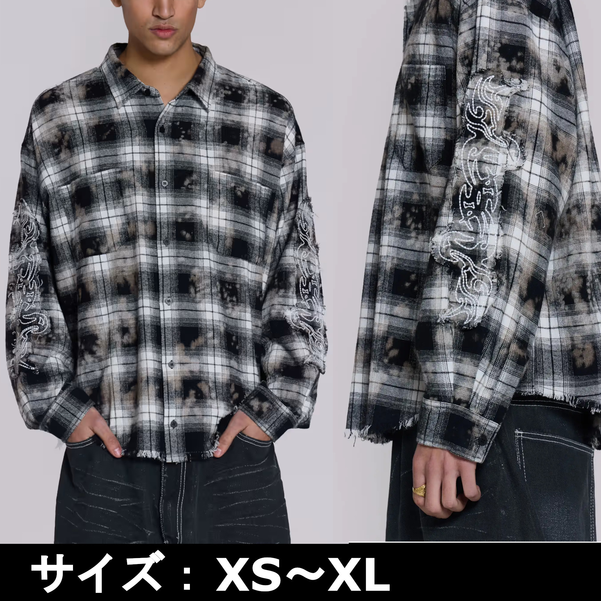 JADED LONDON ジェイデッドロンドン バーンアウトチェックシャツ