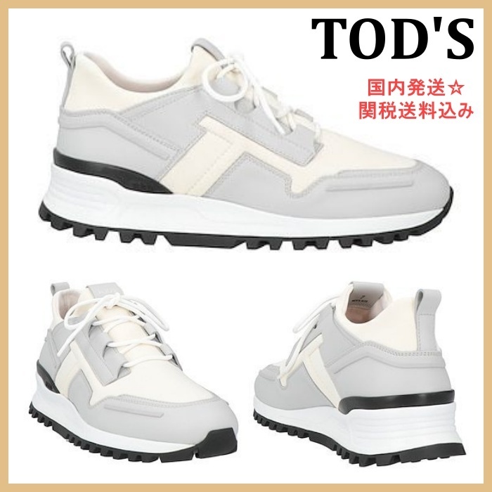 【TOD'S】ロゴ レザー ラバー スニーカー ＊関税送料込み