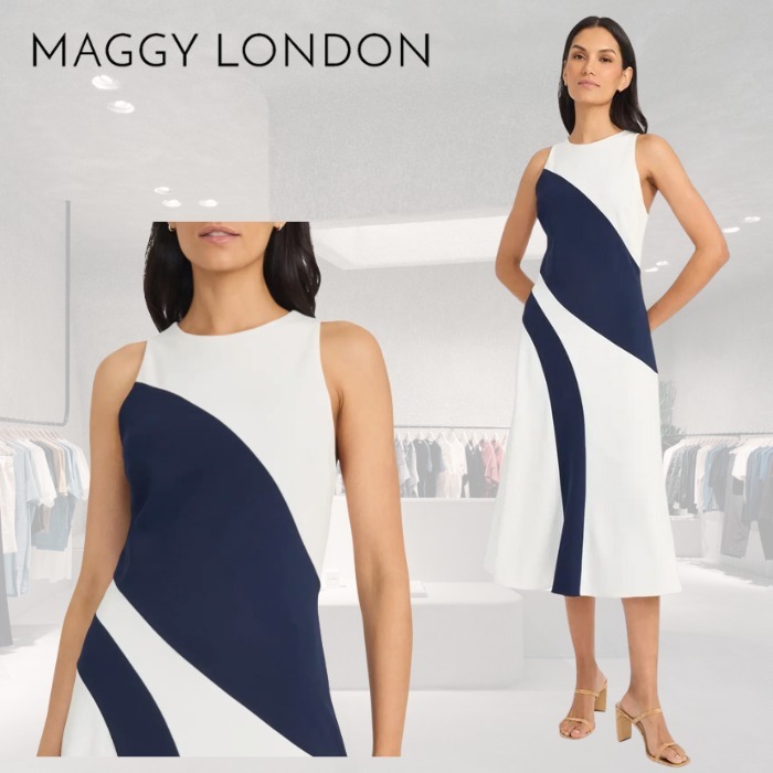 限定! Maggy London カラーブロック 美ライン ワンピース