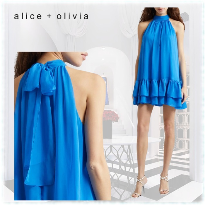 限定セール!ALICE + OLIVIA モックネック ラッフル ワンピース