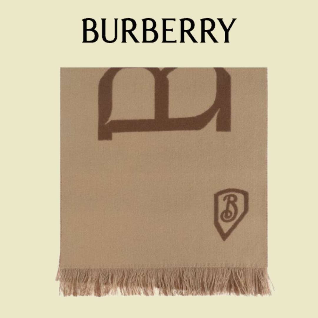 Burberry バーバリーロゴ ジャカード フレイズドエッジ スカーフ