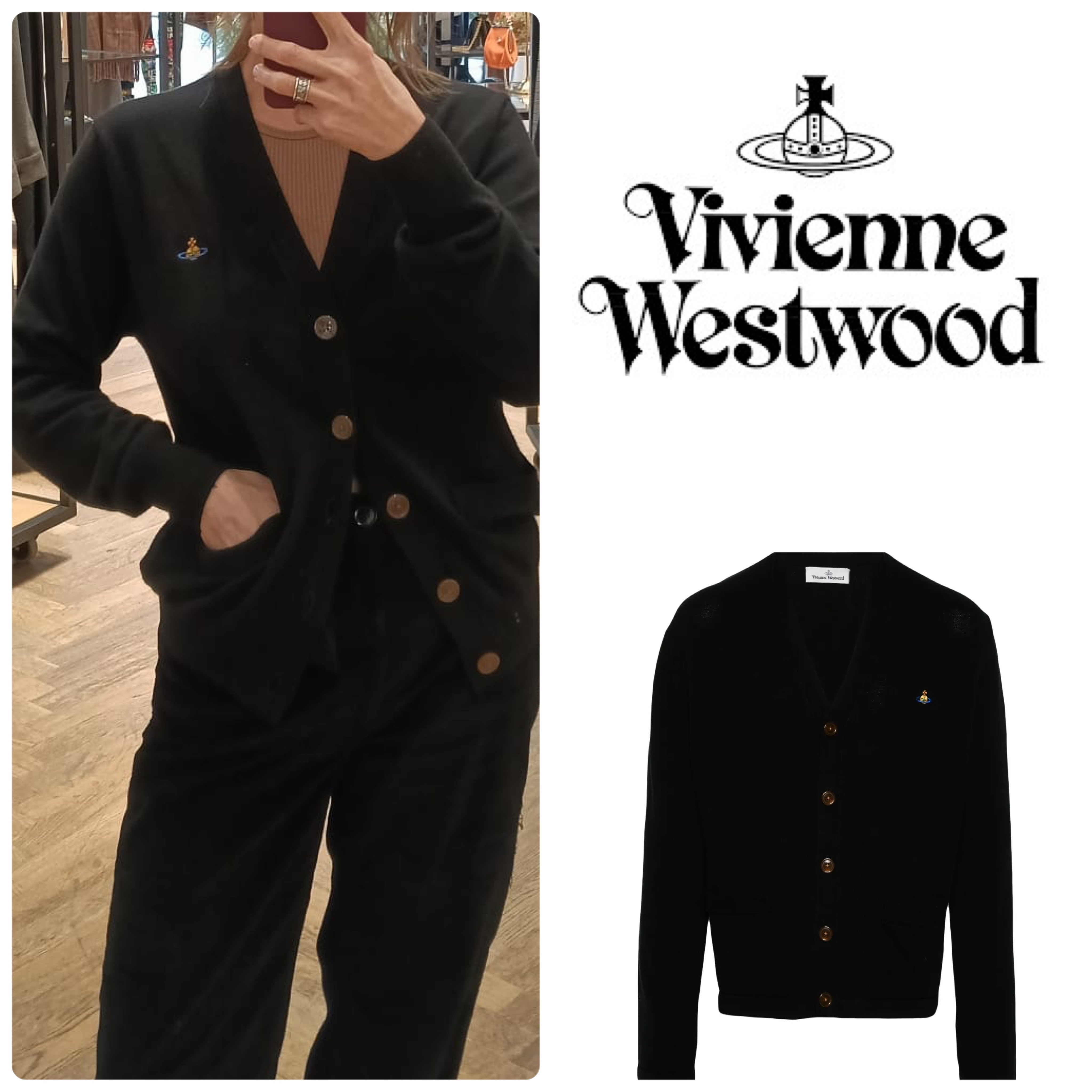 VivienneWestwood Vネック カーディガン 黒 ユニセックス