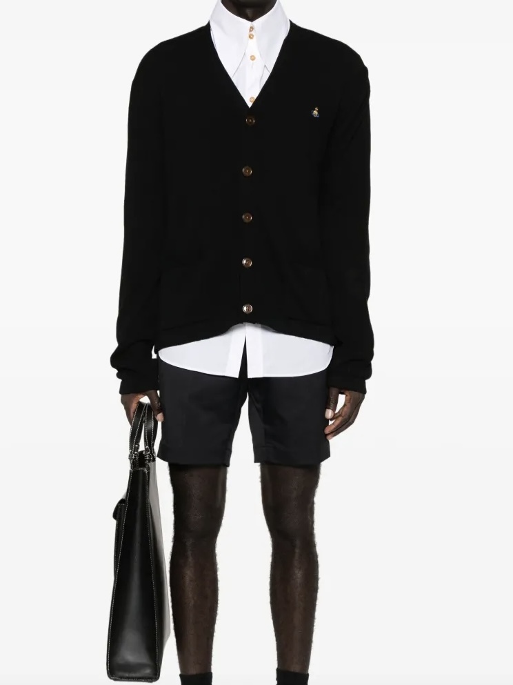 Vivienne Westwood ブラック Vネック カーディガン L VivienneWestwood Vネック カーディガン 黒 ユニセックス