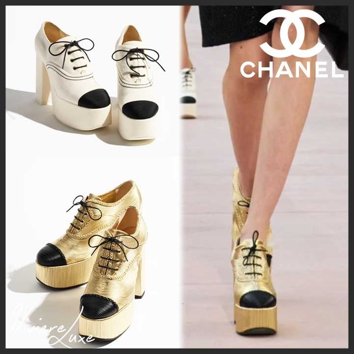 *脚長効果抜群♪*【CHANEL】バイカラー厚底サンダル