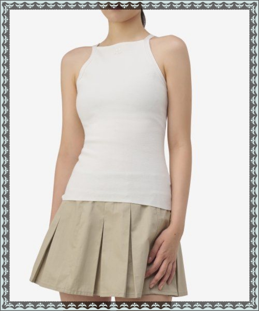 ★Courreges★ Logo Sleeveless T-Shirt White 323MDE050FI00010