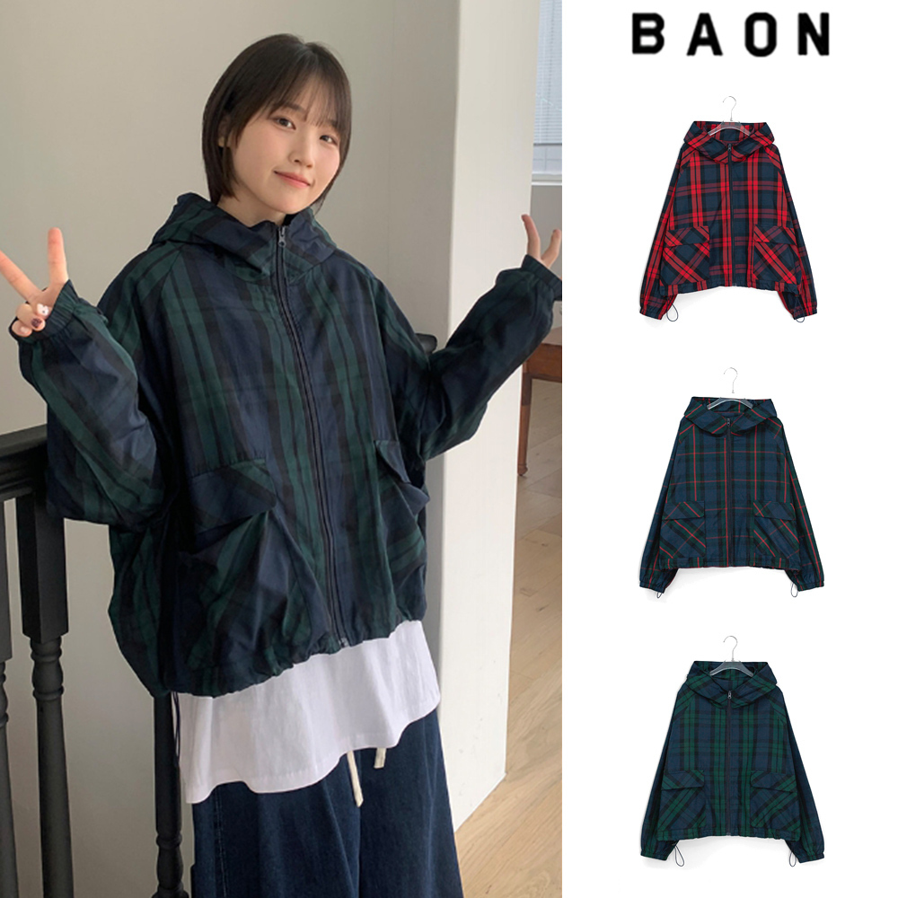 【BAON】Arings Check Hood Wind Jumper