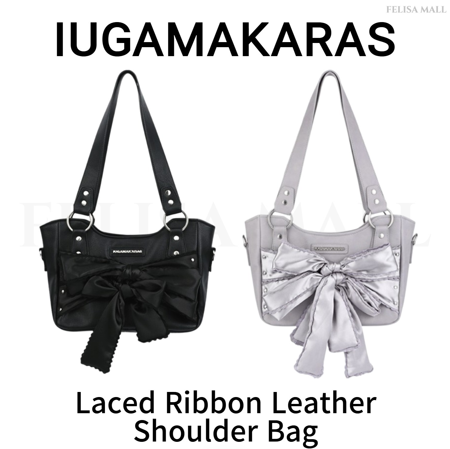 [IUGAMAKARAS] Laced Ribbon Leather Shoulder Bag 韓国人気
