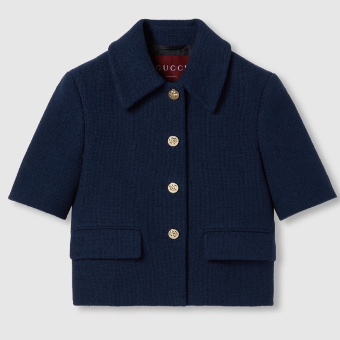 GUCCI《コットン ツイード ジャケット》ブルー DHL発送 直営店