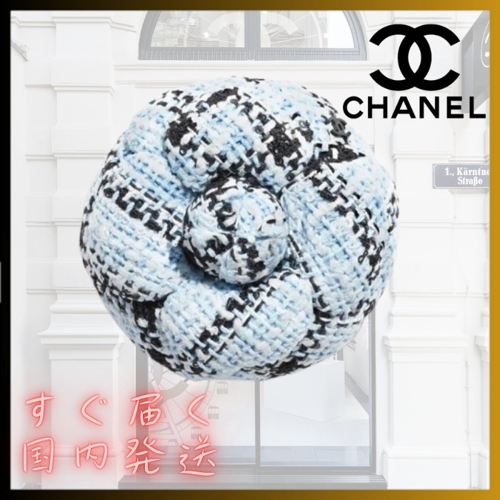【装いに華やかさをプラス☆】CHANEL ブローチ 25S 華やかさをプラスオン /ブルー】CHANEL カメリアブローチ