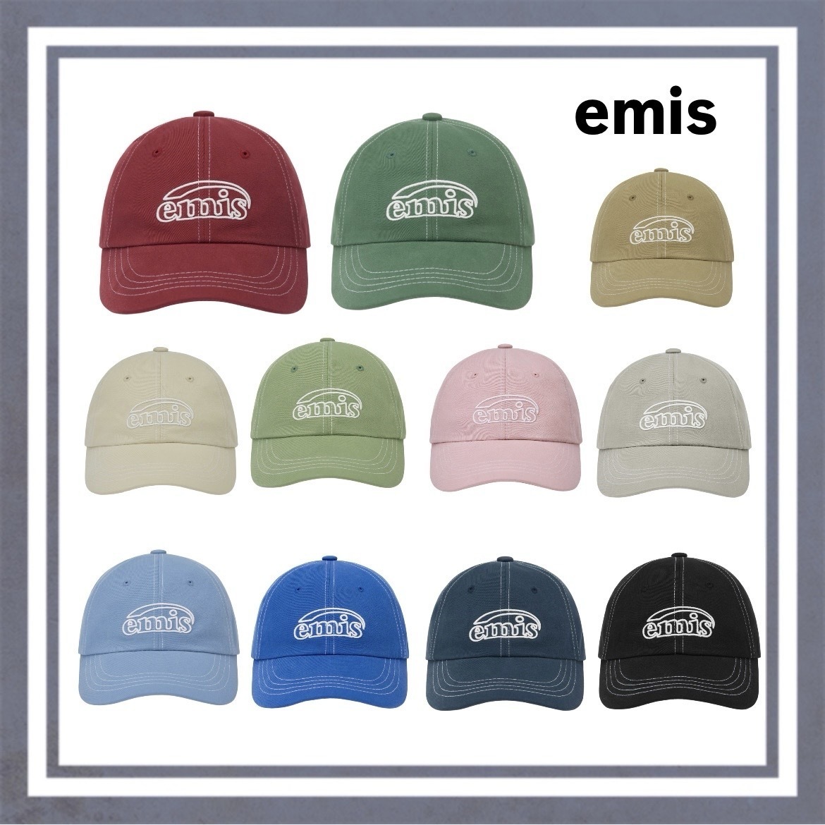 【emis】WHITE STITCH BALL CAP