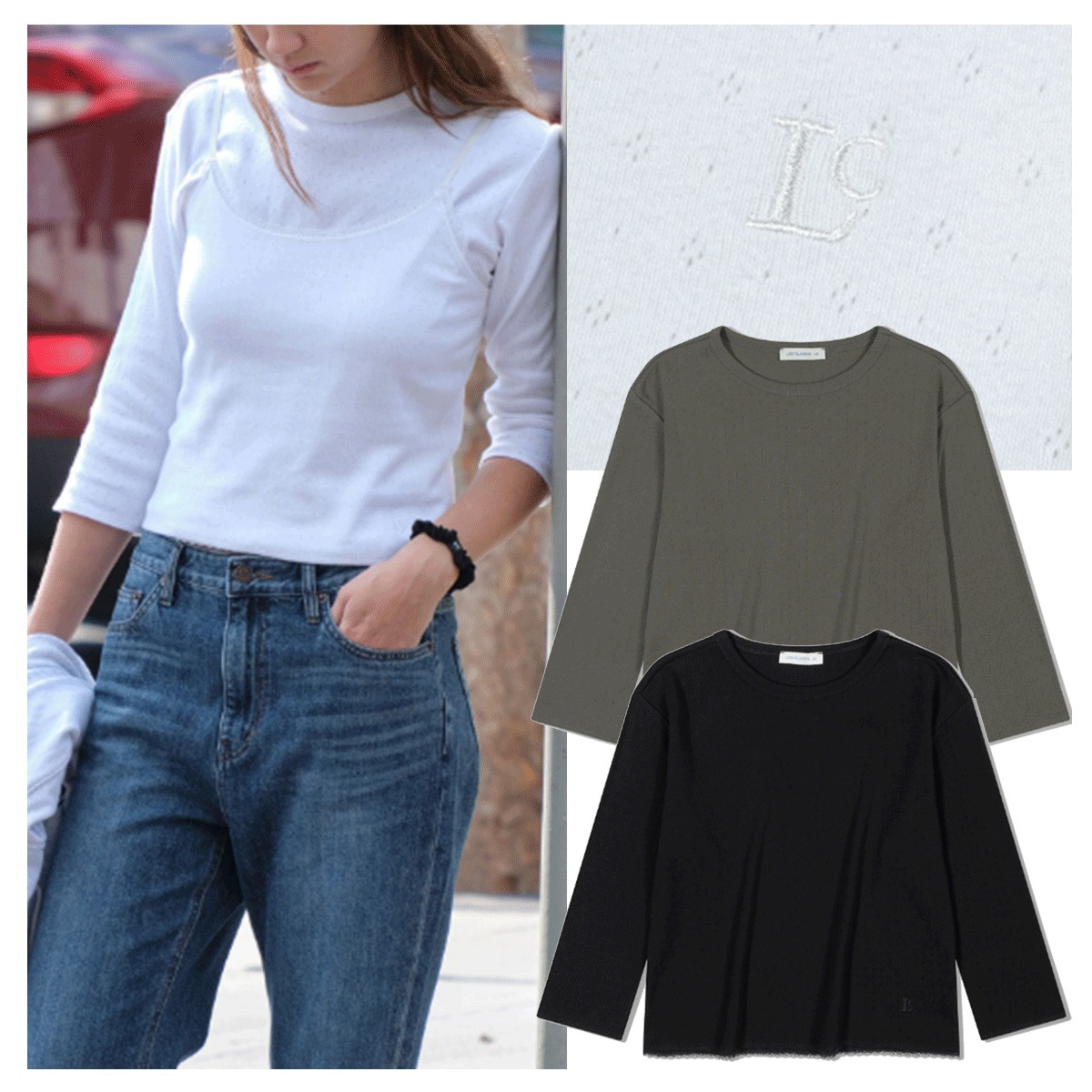 Tシャツ・カットソー LOW CLASSIC POINTELL LACE T-SHIRT 5BNY700