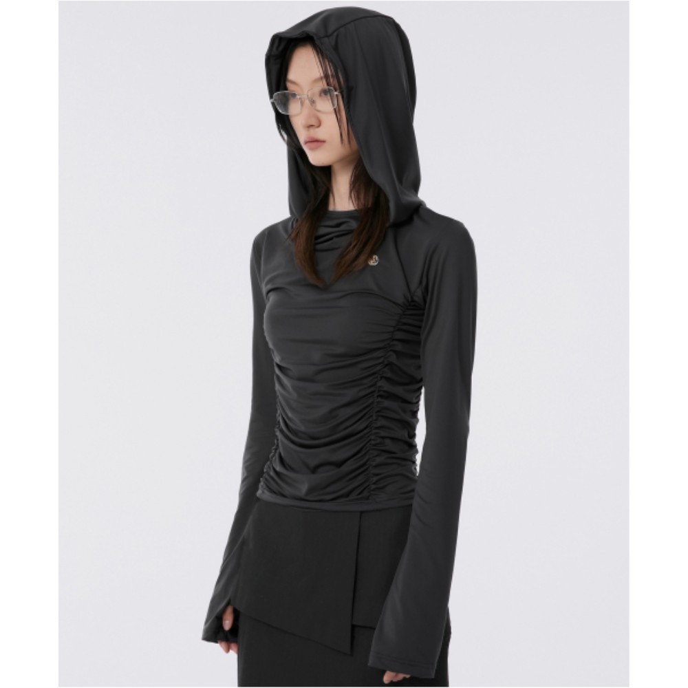 ●FLARE UP● Hooded High Neck Long Sleeve FL145Black FL-145_