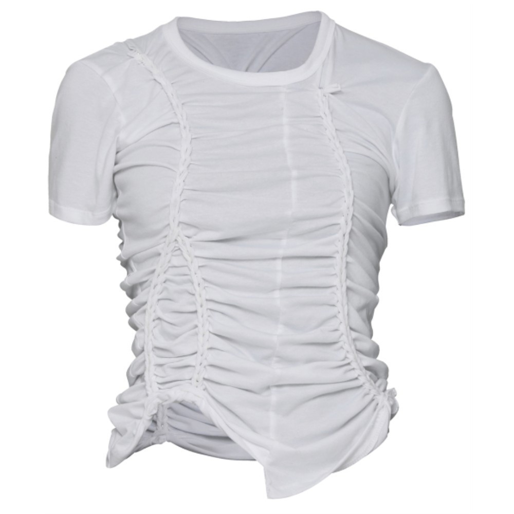 ●FLARE UP● Handmade Twisted TShirt FL119White FL-119_White