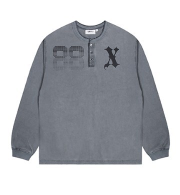 XTONZのXTT120 Jenna Fade Washing Henley Neck Long Sleeve